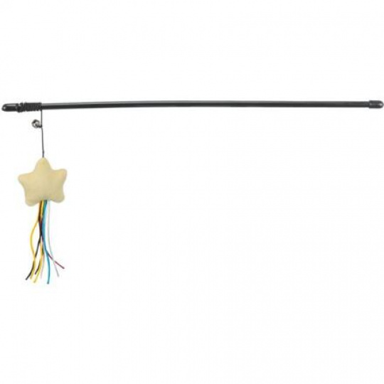 Hrací prút s plyšovou hviezdou s catnipom, rolnička, 46 cm, plast/plyš