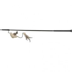 XXL prút na hranie s rybkou a pierkami, 65 cm, polyester/plast