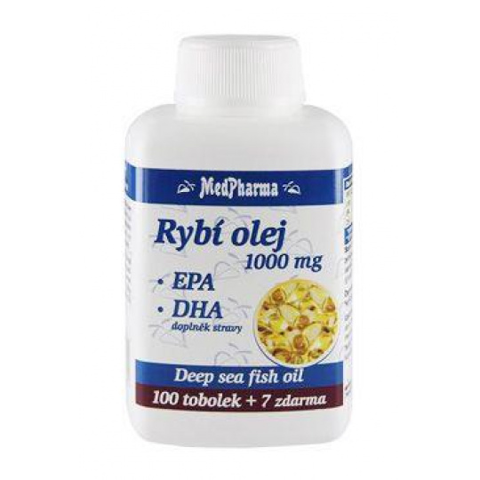 Rybí olej 1000mg +EPA+DHA 100+7tob zdarma MedPharma