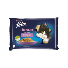 Nestlé FELIX Fantastic cat Multipack junior kura&losos želé kapsička 4x85 g