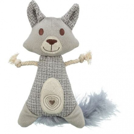 Mýval XXL, pierkový chvost, catnip, 20 cm/30 cm, plyš/tkanina/pierka