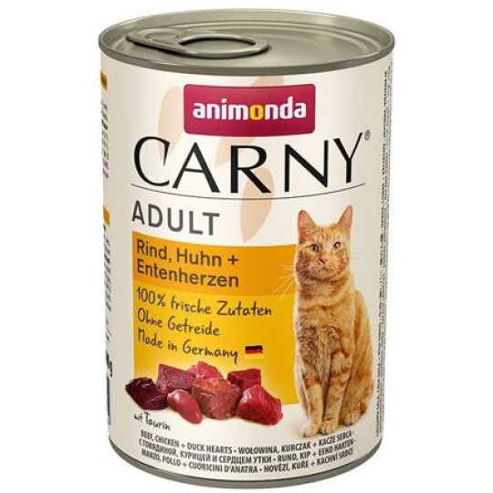 ANIMONDA konzerva CARNY Adult - hovězí, kuře, kachní srdce 400g