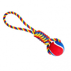 Vrhacie preťahovadlo HipHop Dog s tenisákom 6 cm, 36 cm /130 g zelená, modrá, žltá