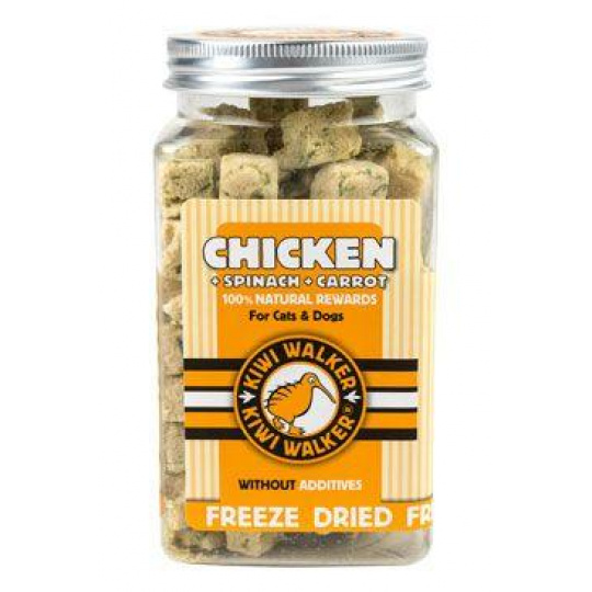 Pochúťka mrazom sušené kurča, špenát, mrkva 65g Kiwi