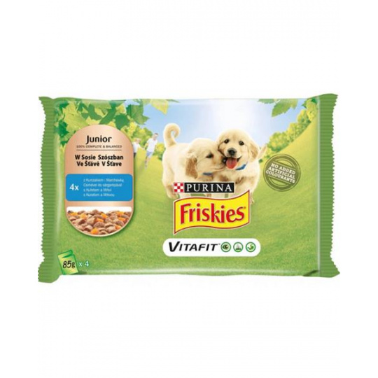 Nestlé Friskies dog Junior s kuraťom a mrkvou v šťave kapsička 4x85 g Nestlé Friskies dog Junior s kuraťom a mrkvou v šťave kapsička 4x85 g