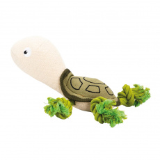 Morská korytnačka HipHop Dog, 30 cm, látková hračka s bavlnenými uzlami, zelená/krémová