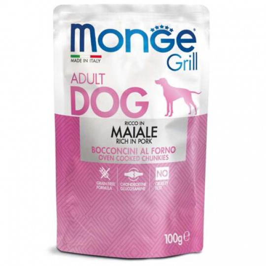 MONGE GRILL kapsička s bravčovým mäsom pre psy 100 g