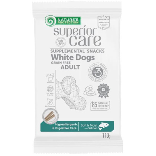 Pamlsok Natures P Superior Care white dog Hypoallergenic & Digestive Care Grain free Salmon 110 g