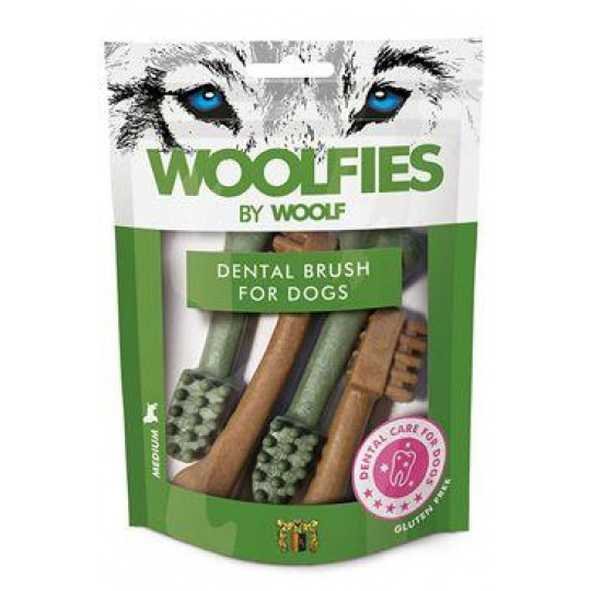 Pochoutka dentální Woolfies Dental Brush M 200g