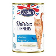 Butcher's Cat Delic.Dinners pstruh v želé konz. 400g Butcher's Cat Delic.Dinners pstruh v želé konz. 400g