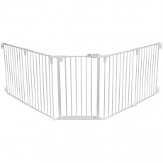 Zábrana pre psy s dvierkami, 5 dielov, 62.5-300 x 76.5 cm, lakovaný kov