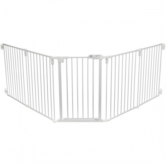 Zábrana pro psy s dvířky, 5 dílů, 62.5-300 x 76.5 cm, lakovaný kov Zábrana pro psy s dvířky, 5 dílů, 62.5-300 x 76.5 cm, lakovaný kov