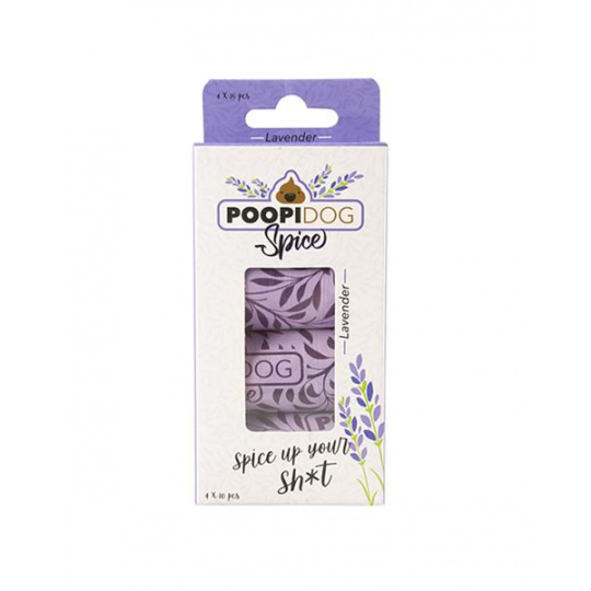 Vrecká DUVO+ na zber psích výkalov s potlačou a vôňou levandule, bal.4 ks roliek