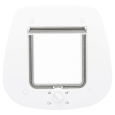 Priechodné dvierka pre mačku, 4-cestné, pre sklenené dvere, 27x26cm, biele