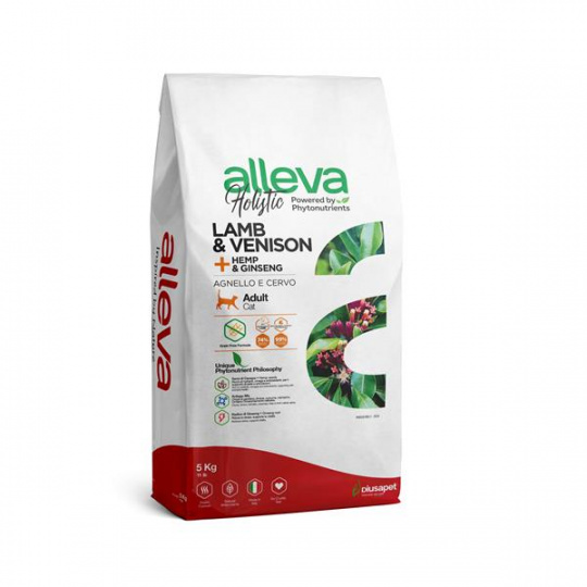 Alleva HOLISTIC cat adult jahňacie & jelenie & cannabis sativa & ženšen 5 kg Alleva HOLISTIC cat adult jahňacie & jelenie & cannabis sativa & ženšen 5 kg