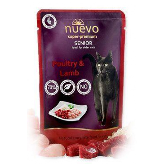Nuevo kočka kapsa Senior Drůbeží a Jehněčí s rýží 85g
