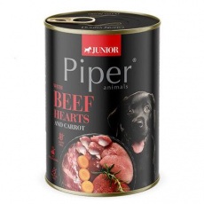 PIPER JUNIOR s hovädzím srdcom a mrkvou, konzerva pre šteniatka 400 g