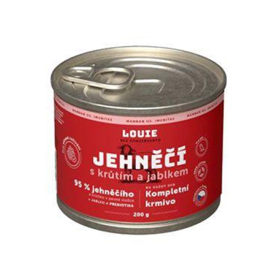 Louie Dog konz. Jehněčí s krůtím,jablk.prebiotiky 200g Louie Dog konz. Jehněčí s krůtím,jablk.prebiotiky 200g
