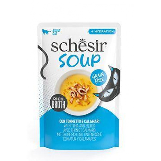 Schesir Cat kapsička Adult Soup tuniak/kalamár 40g