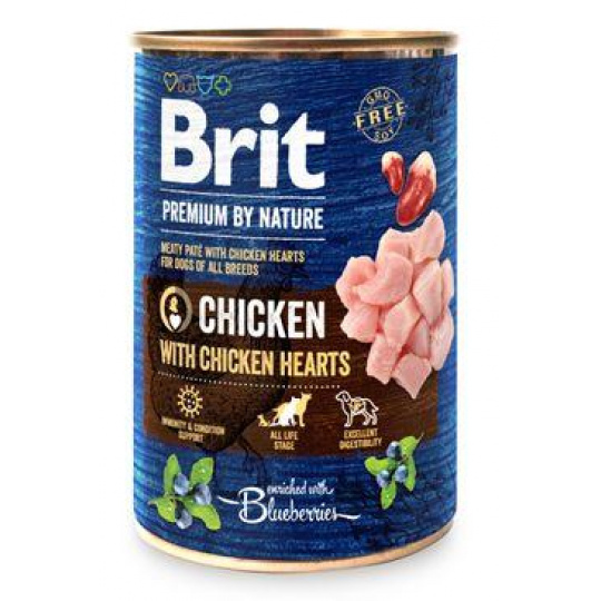 Brit Premium Dog by Nature  konz Chicken & Hearts 400g