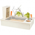 Kŕmna stanica - bar + misky, jasličky - 70 x 41 x 47 cm, drevo/nerez/plast