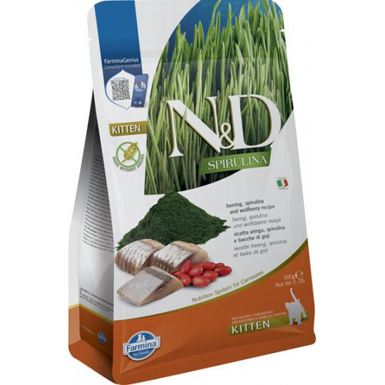 Farmina N&D cat SPIRULINA (GF) kitten, sleď & goji 0,3 kg