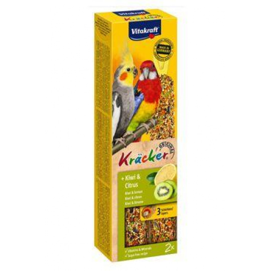Vitakraft Bird Kräcker Korela/Papagáj kiwi+citrón tyčinka 2ks