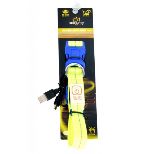 Obojok DUVO+ LED Svietiaci dog neónovo žltý nylon 50-70cm/ 2,5 cm Obojok DUVO+ LED Svietiaci dog neónovo žltý nylon 50-70cm/ 2,5 cm