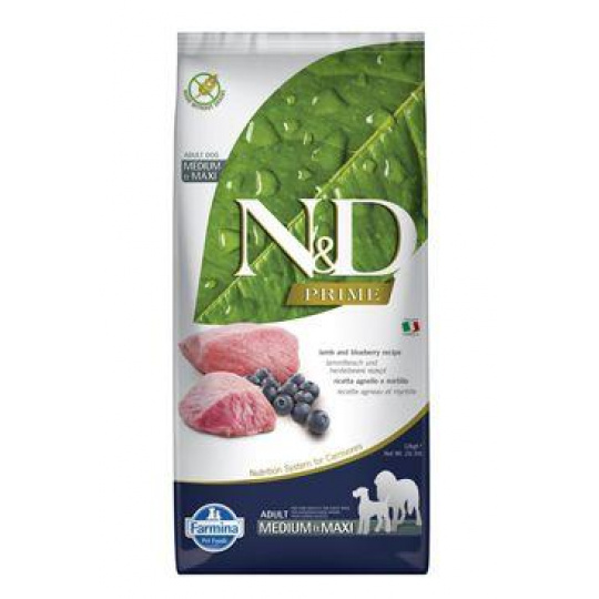 N&D PRIME DOG Adult M/L Lamb & Blueberry 12kg