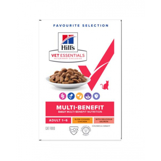 HILLS VE Feline Multi Benefit Adult Chicken/Salmon/Multipack KAPSIČKA 1 bal./12x85 g NOVÉ