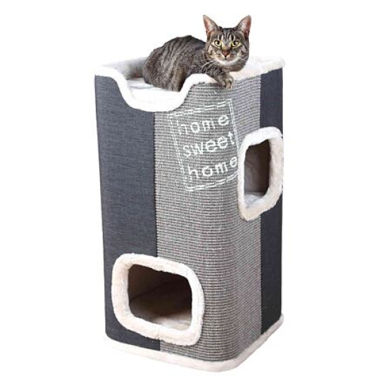 Cat Tower JORGE s odpočívadlem,šedá s béžovou kožešinou 78cm