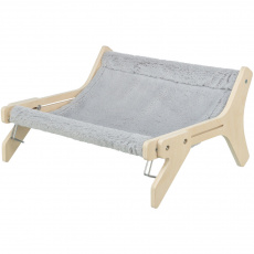 Hammock, lehátko pre mačky do 12 kg, 47 x 24 x 38 cm, drevo/plyš, sivá