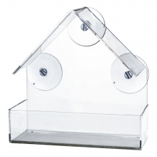 Krmítko pre vtáky na okennú tabuľu, 225 ml/15 × 15 × 6 cm, plast