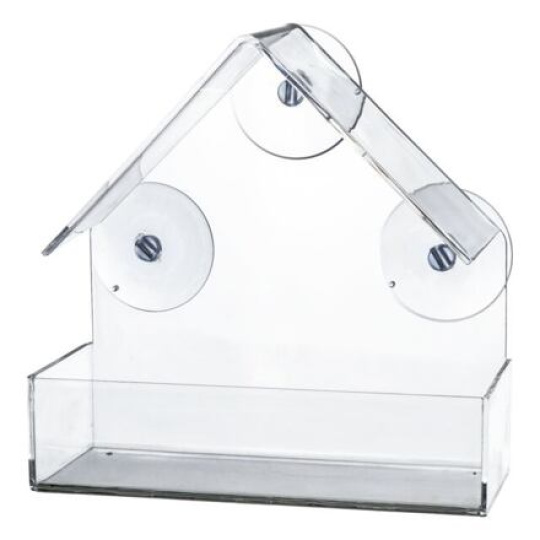Krmítko pro ptáky na okenní tabuli, 225 ml/15 × 15 × 6 cm, plast