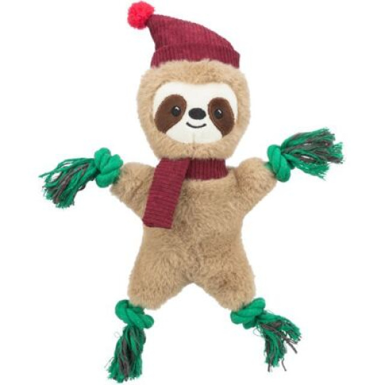 Xmas SLOTH  - vánoční lenochod 30 cm, píská/šustí, plyš/lano