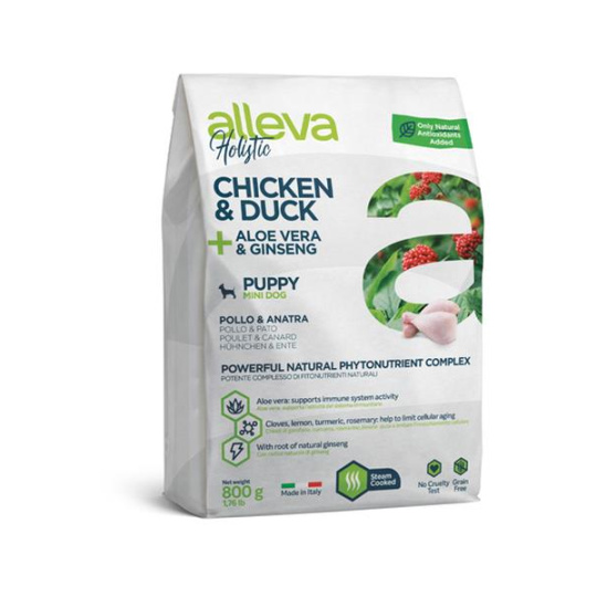Alleva HOLISTIC dog puppy & junior mini kurča 0,8 kg
