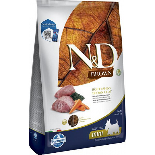 Farmina N&D dog BROWN (GF) adult mini, spirulina & carrot, lamb 5 kg Farmina N&D dog BROWN (GF) adult mini, spirulina & carrot, lamb 5 kg