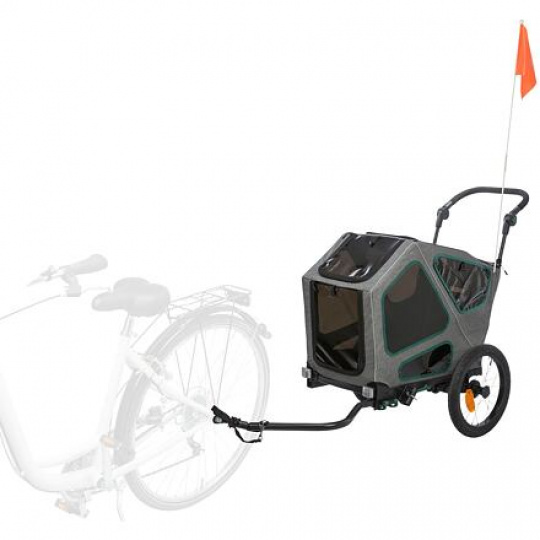 Vozík za bicykel, L: 55,5 × 77 × 105/147 cm, do 45 kg, sivá/šalviová
