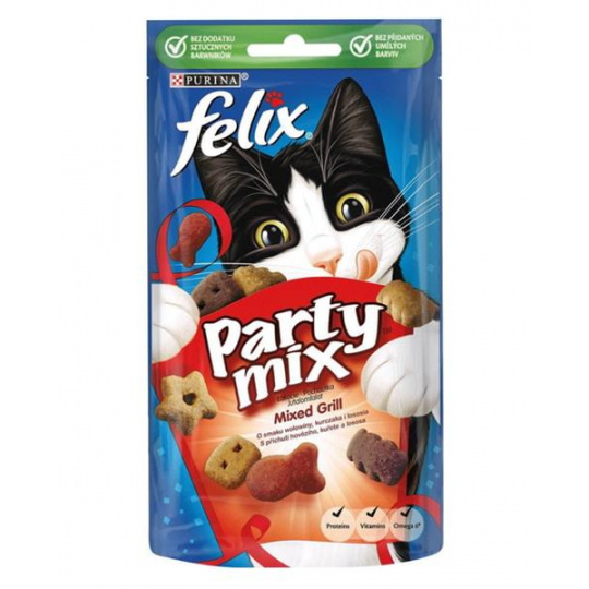Pamlsek NESTLÉ FELIX PARTY MIX cat Mixed grill 8x60 g
