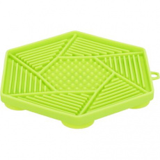 Lick´n´Snack HEXAGON s prísavkami - podložka na pomalé kŕmenie, 17 cm, TPR/plast, zelená