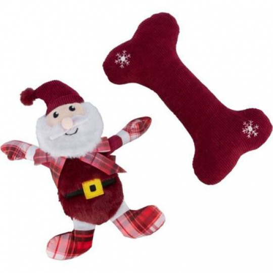 Xmas GIFT SET - vianočná darčeková sada hračiek (Santa, kosť), 30 cm, plyš/látka