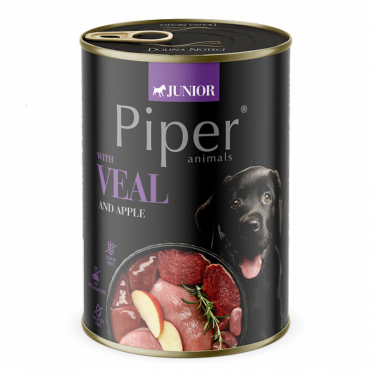 NEW PIPER JUNIOR s teľacím a jablkami, konzerva pre šteniatka 400 g NEW PIPER JUNIOR s teľacím a jablkami, konzerva pre šteniatka 400 g