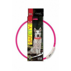 Obojok DOG FANTASY svetelný USB ružový 65cm 1ks