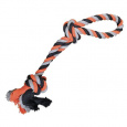 Dvojité lano bavlnené, 2 uzly 60 cm / 450 g, sivá/tm.sivá/oranžová, HipHop Dog
