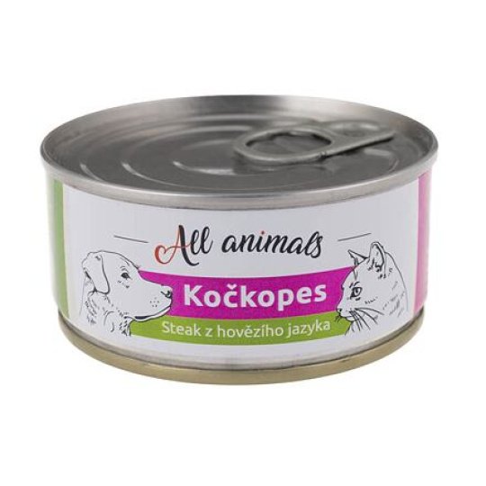 ALL ANIMALS konzerva KOČKOPES steak z hovězího jazyka, 100 g