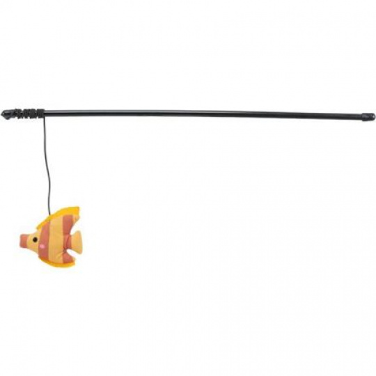 Hrací prút s rybkou, s catnipom, 46 cm, plast/plyš