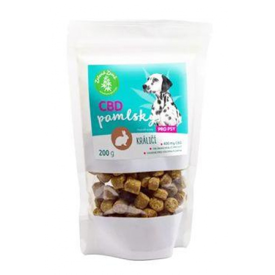 CBD maškrty pre psy králičie 200g