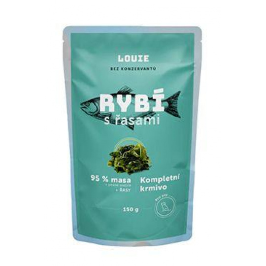 Louie Dog kapsa Rybí s řasami 150g Louie Dog kapsa Rybí s řasami 150g