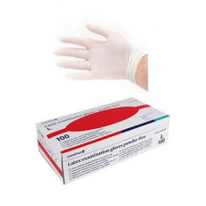 Rukavice hniezdo.vyš.CVET latex L/100ks bez púdru, biele