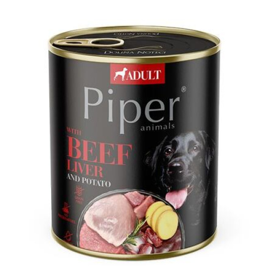 NEW PIPER s hovězími játry a bramborami, konzerva pro psy 800g